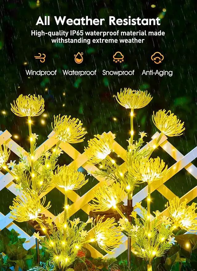 Brightown Outdoor Solar Garden Lights - 4 Pack LED Solar Flower Lights with Glowing Flowers & Stems, More Realistic, Bigger Solar Panel, Waterproof Solar Lights for Outside Yard Patio Home, Yellow by GreenHaven Gardens
