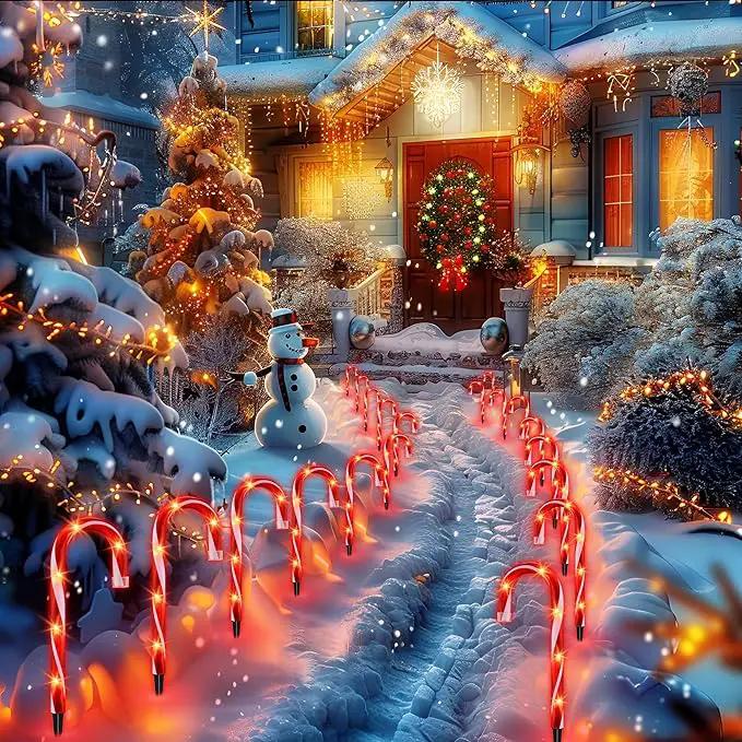 Christmas Candy Cane Lights, Candy Cane Lights Christmas Decorations Outdoor for Yard,Garden(10Inch), 10Pack by GreenHaven Gardens