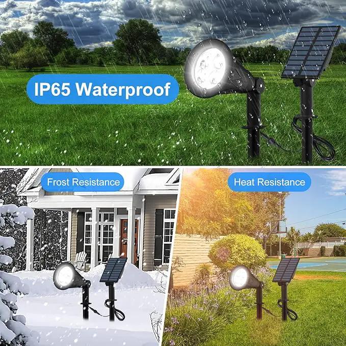 Solar Powered LED Spot Light, T-SUNUS 2 in 1 Installation Separated Panel and Light, IP65 Waterproof Outdoor Landscape Security Lighting for Patio,Yard,Garden,Driveway,Stair (2Pack White-6000K) by GreenHaven Gardens