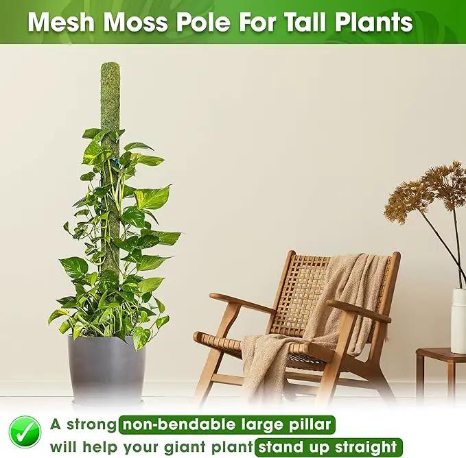 DUSPRO 59’’ Large Green Mesh Moss Pole Monstera Plant Support, Tall Plant Stakes, Moss Pole for Plants Monstera, Garden Pole, Moisture Stick for Plants (1pc., 59''), Natural by GreenHaven Gardens