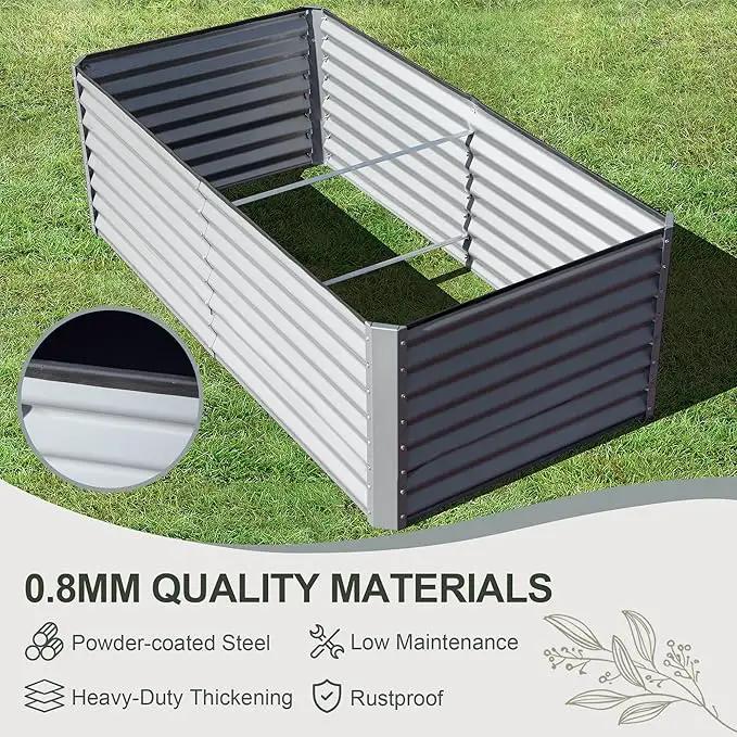Domi Raised Garden Beds Outdoor, 6x3x2ft Thickening Tall Metal Rectangular Deep Root Box Planter for Vegetables, Flowers, Herbs, and Succulents 2" Deep w/ 256 Gallon Capacity - Silvery by GreenHaven Gardens