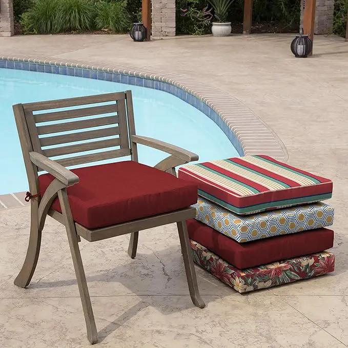 Arden Seat Cushion, 21 x 21, Rain-Proof, Fade Resistant, Cushion for Patio Dining, Adirondack, and Outdoor Chairs Ruby Red Leala by GreenHaven Gardens