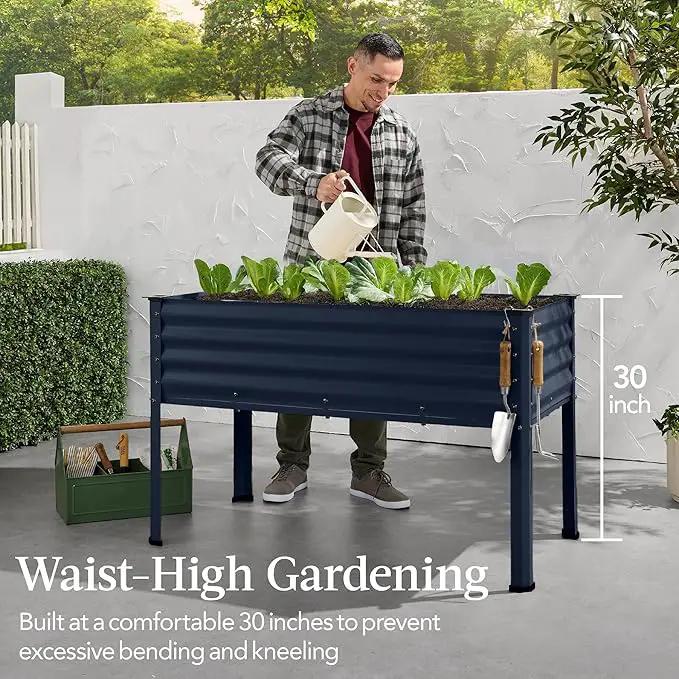Best Choice Products 48x24x30in Galvanized Raised Garden Bed, Metal Elevated Planter Box, Vegetable Garden for Backyard, Patio, Balcony - Navy Blue by GreenHaven Gardens