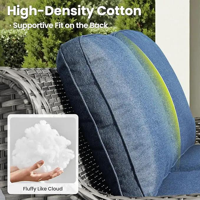 ovios 8 Pieces Patio Furniture Set, Outdoor Wicker Sofas with 2 Chairs, 4 Ottomans and Comfy Cushions, All Weather High Back Couch Set for Deck Porch, Grey Rattan, Denim Blue by GreenHaven Gardens