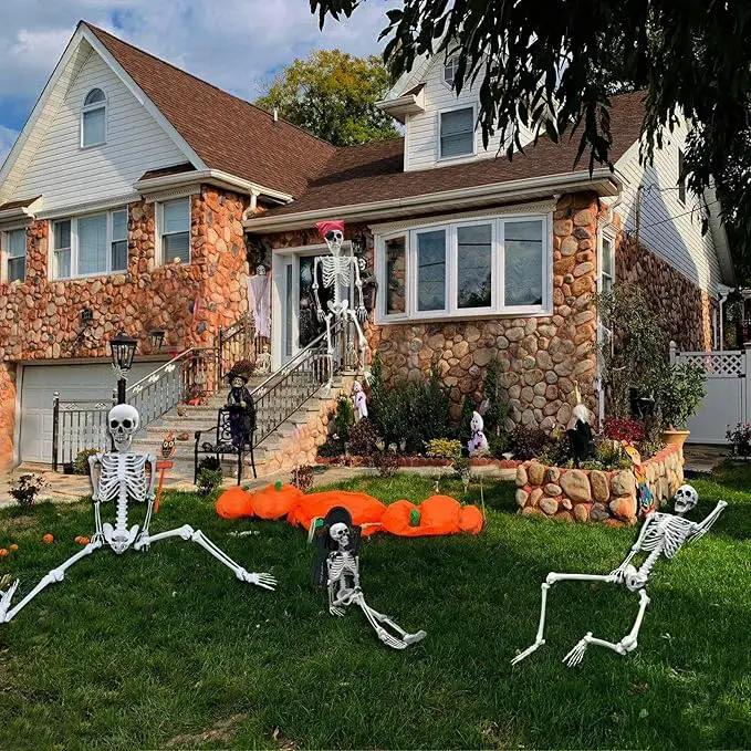 5.4ft/165cm Halloween Skeleton - Life Size Skeleton Full Body Realistic Human Bones with Posable Joints for Halloween Pose Skeleton Prop Decoration (5.4Ft&3Ft) by GreenHaven Gardens