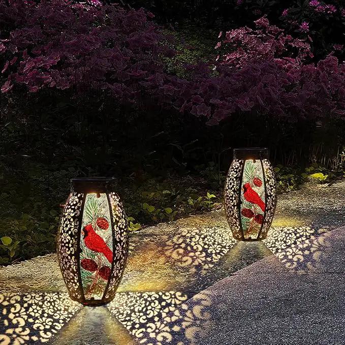 Outdoor Solar Lantern-Waterproof Cardinal Hanging Metal Decorative Lights for Patio Table Garden Pathway Yard with Super Bright Warm White LED, Large Solar Panels, Auto On/Off Sensor by GreenHaven Gardens
