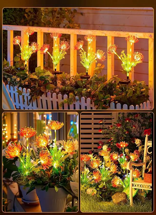 Brightown Outdoor Solar Garden Lights - 4 Pack LED Flower Lights with Glowing Flowers & Stems, Realistic, Bigger Solar Panel, Waterproof for Outside Yard Patio Home, Red by GreenHaven Gardens