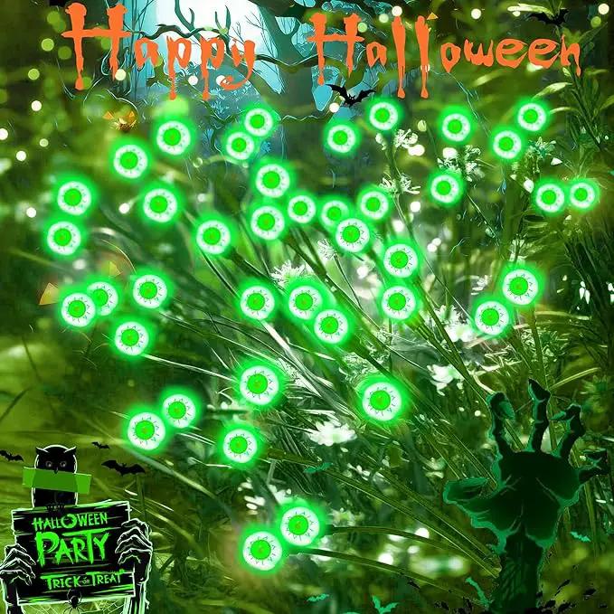 4 Pack Green Solar Eyeball Halloween Lights - Outdoor, Waterproof, Swaying Fairy Lights for Pathway, Yard, Garden Decorations by GreenHaven Gardens