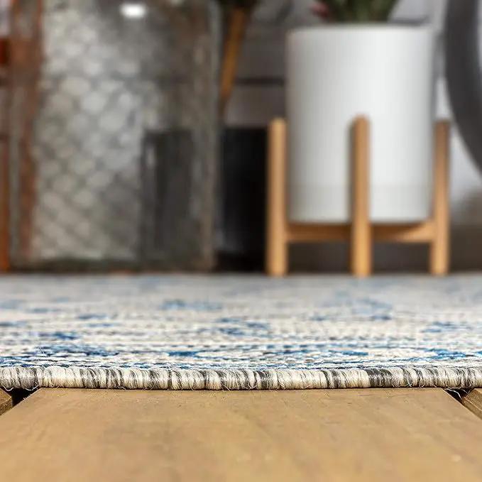 JONATHAN Y SMB106C-9 Charleston Vintage Filigree Textured Weave Indoor Outdoor Area Rug Classic Coastal Easy Cleaning Bedroom Kitchen Backyard Patio Non Shedding, 9 X 12, Gray/Navy by GreenHaven Gardens