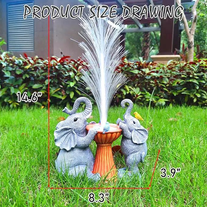 Elephant Statue Solar Garden Decor,Resin Elephant Statue and Colour Changing Optical Fiber Solar Lights,Outdoor Decor for Balcony, Garden, Patio, Yard, Lawn, Gifts for Mom Grandma by GreenHaven Gardens