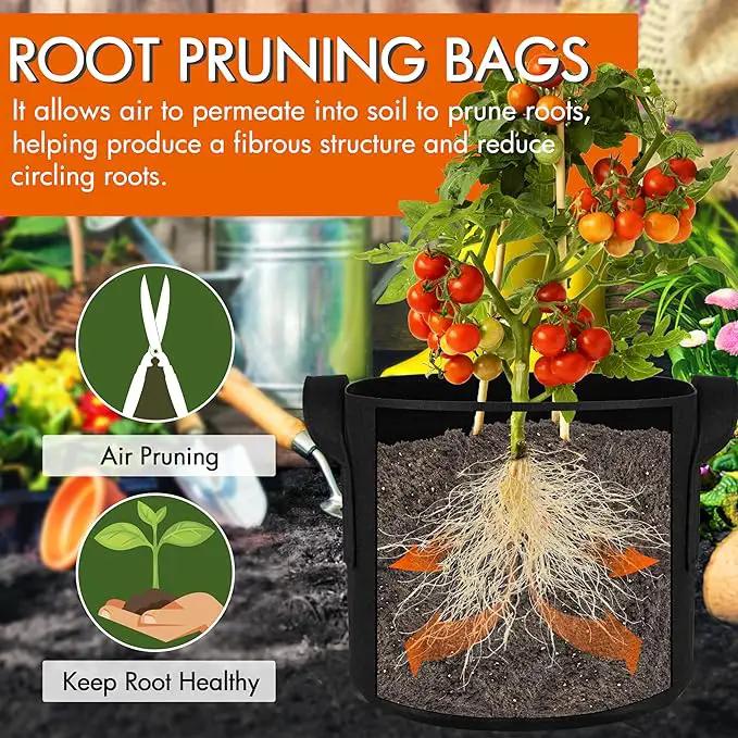 Gardzen 10-Pack 25 Gallon Grow Bags, 300G Thickened Aeration Fabric Pots with Handles, Heavy Duty Cloth Pots for Plants by GreenHaven Gardens
