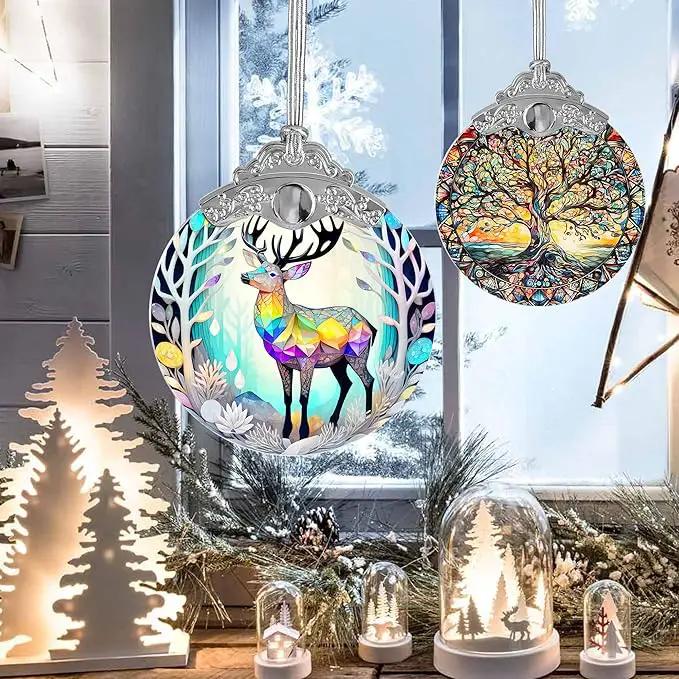 Stained Glass Suncatcher, Jocidea Deer Ornament, Christmas Ornaments, Holidays Ornaments, Christmas Tree Decor, Deer Decor for Home, Deer Gifts by GreenHaven Gardens