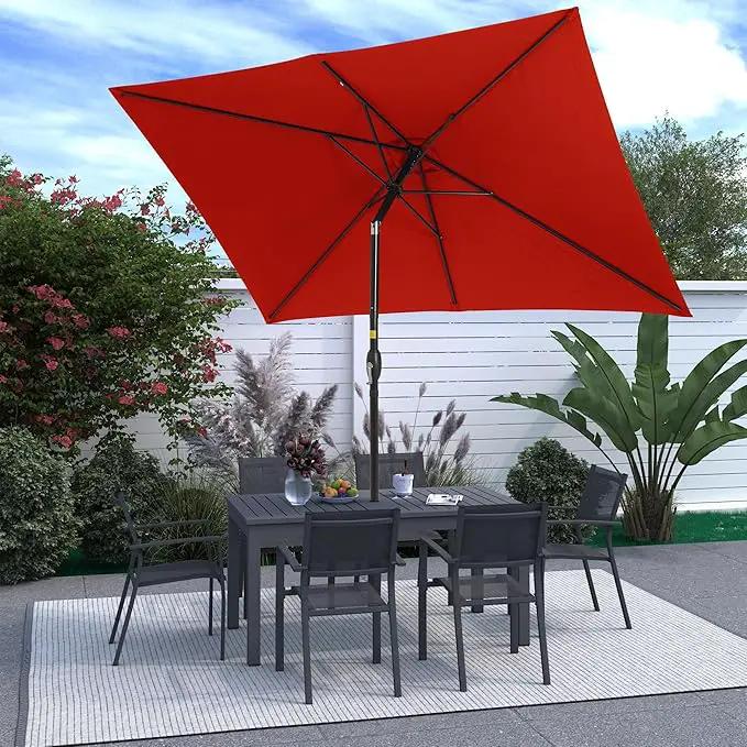 SUNVIVI OUTDOOR Patio Umbrella, 6.5' x 10' Rectangular Patio Umbrella, Metal Pole Square Outdoor Umbrella with Crank and Push Button Tilt, 6 Steel Ribs, Polyester Canopy by GreenHaven Gardens