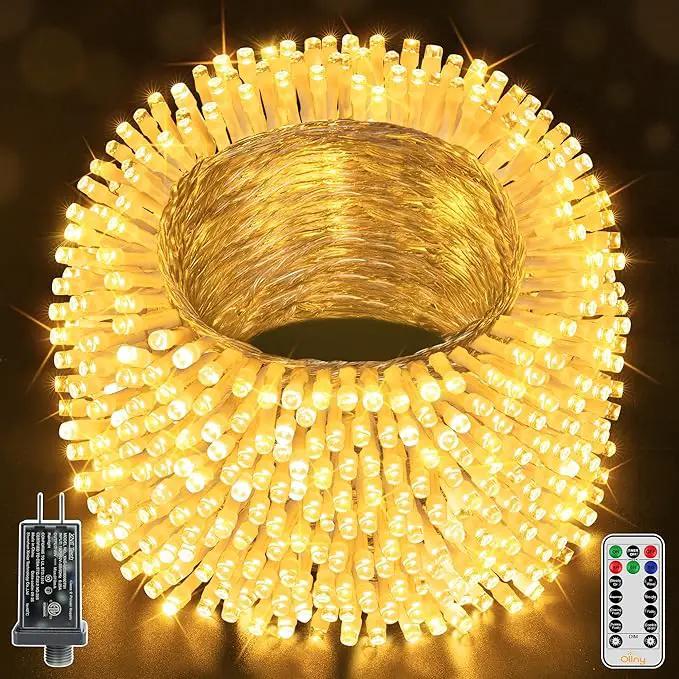 Ollny Christmas Lights Outdoor Waterproof, 1000LED 328FT Super Long String Lights with Remote 3 Timer, Plug in 8 Modes Fairy Light for Outside House Bedroom Xmas Decorations, Warm White by GreenHaven Gardens