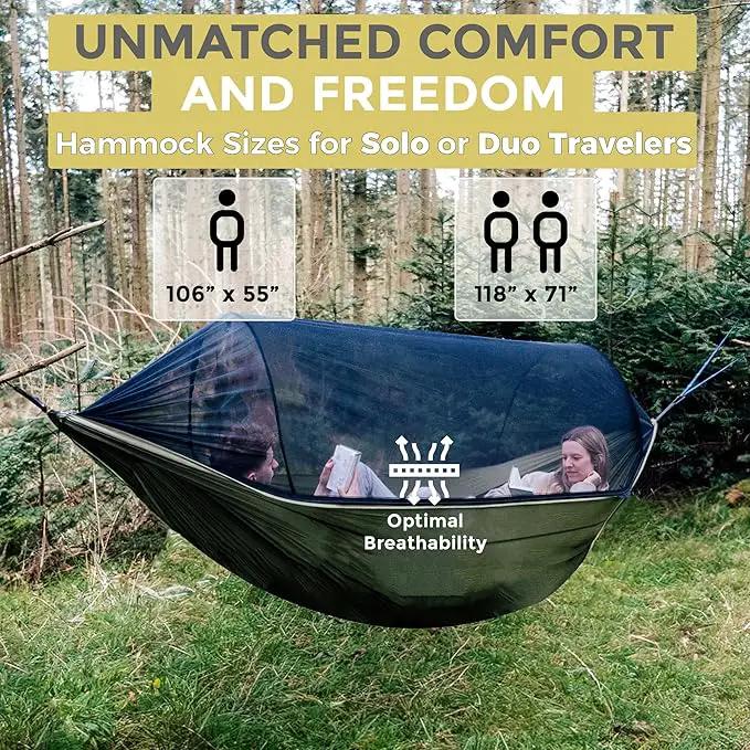 Miztli Camping Hammock -Portable Hammock w/Spacious Net & Tree Straps w/Adjustable Loops, Double and Single Hammock for Outdoor, Indoor, Hiking and Travel by GreenHaven Gardens