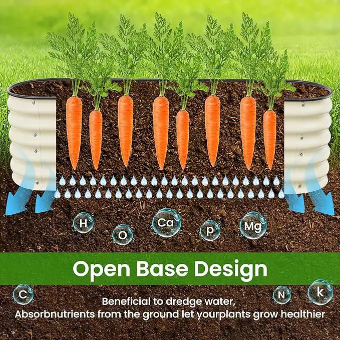 8 X 2 X 1.4Ft Raised Garden Beds Kits, Galvanized Raised Garden Beds Outdoor Planter Box for Vegetables, Gardening, Flowers, Fruits etc(Ivory) by GreenHaven Gardens