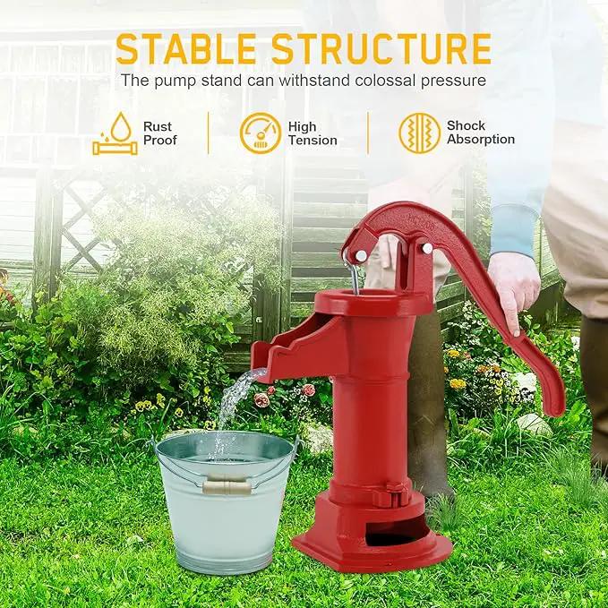 Samger Antique Pitcher Hand Water Pump Cast Iron Red Hand Well Pump 25ft Maximum lift Manual Water Transfer Pump Boost Fountain for Outdoor, Yard, Pond, Garden Decoration Kit by GreenHaven Gardens