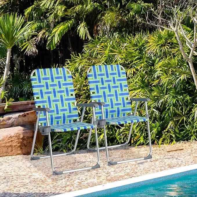 VINGLI Aluminum Patio Lawn Chairs Folding 1 Pack with Detachable Cup Holder, Webbed Beach Chair Folding Chair Outdoor Portable Camping Chair for Yard, Garden … by GreenHaven Gardens