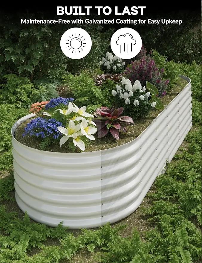 10x4x1.5ft Raised Garden Bed,Galvanized Raised Planter Boxes Outdoor with Easy Assembly, Large Garden Bed for Vegetables, Fruits, Flower,Raised Garden Bed,Beige by GreenHaven Gardens