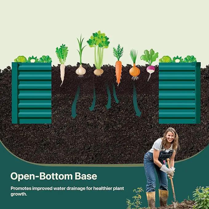 Raised Garden Bed Kit-6x3x2ft-Galvanized Steel-Ideal for Vegetables, Flowers, Herbs-Large Deep Root Planter Box-Tall Design-Includes 3ft x 30ft Weed Barrier Fabric and 1 Pair of Gloves-Green by GreenHaven Gardens