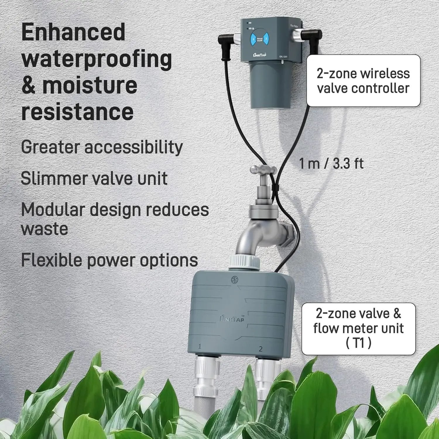 LinkTap T1 Smart 2-Zone Water Timer & Gateway, Built-in Flow Meters, Real-Time Fault Detection & Notification, Weather Adaptive, Better Range Than WiFi Hose Timer, IP66, Alexa, 2-Year Warranty by GreenHaven Gardens