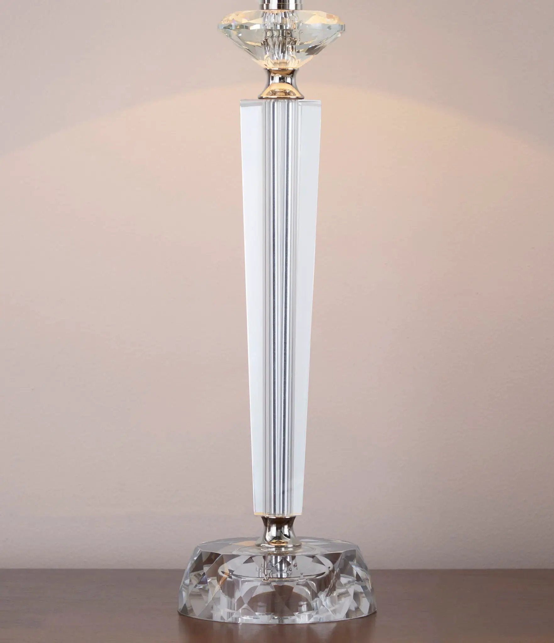 Diamond - Torch Contemporary Crystal Table Lamp (Set of 2) - Clear / Off White / Polished Nickel by HouseOfZazla