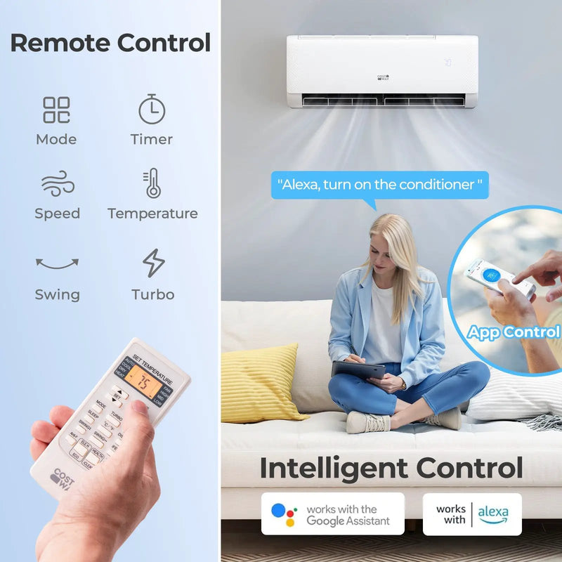 Airtural Series 9100 BTU 20.5 SEER2 WiFi Enabled Mini Split AC 115V Compatible with Alexa by DirectDeals