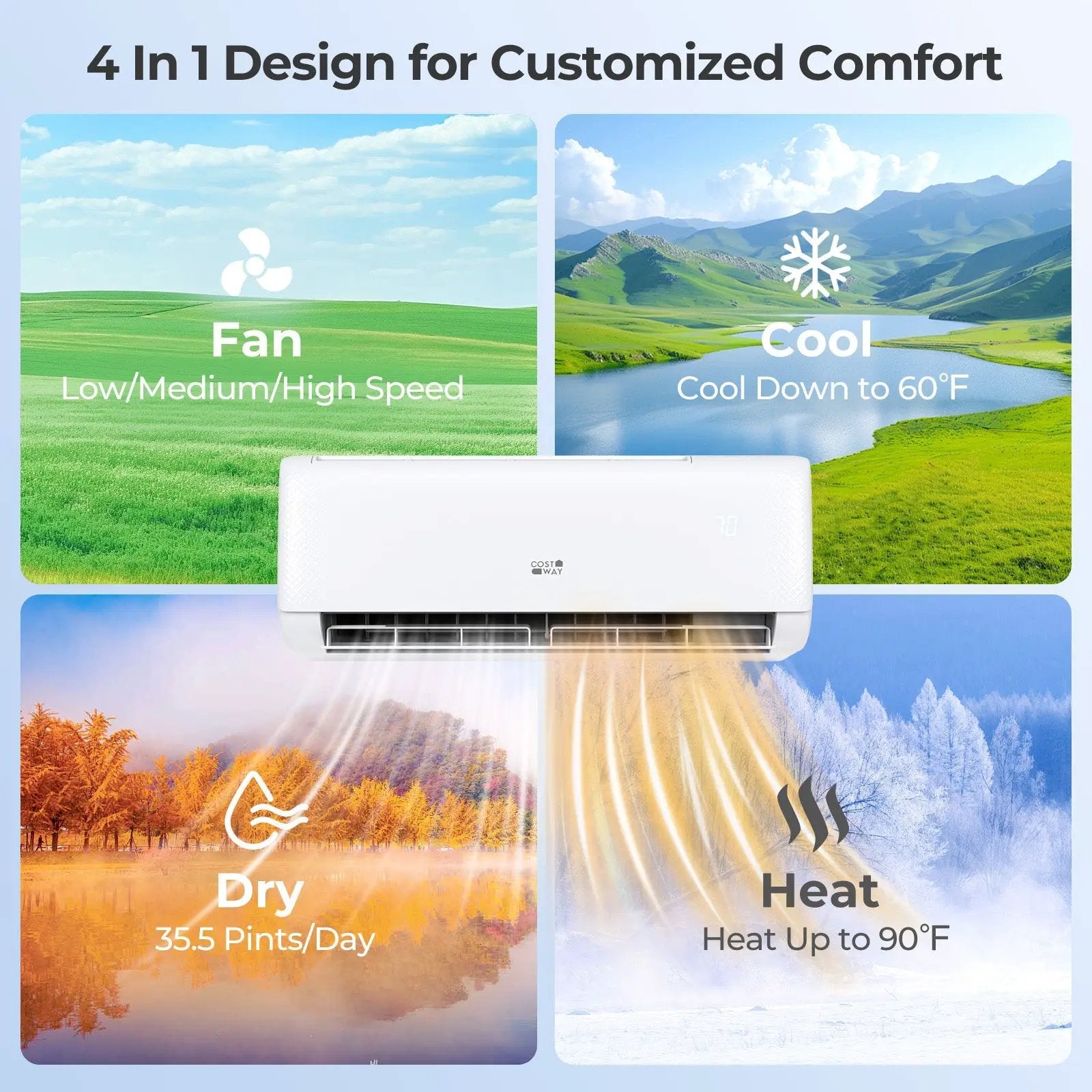 Airtural Series 9100 BTU 20.5 SEER2 WiFi Enabled Mini Split AC 115V Compatible with Alexa by DirectDeals
