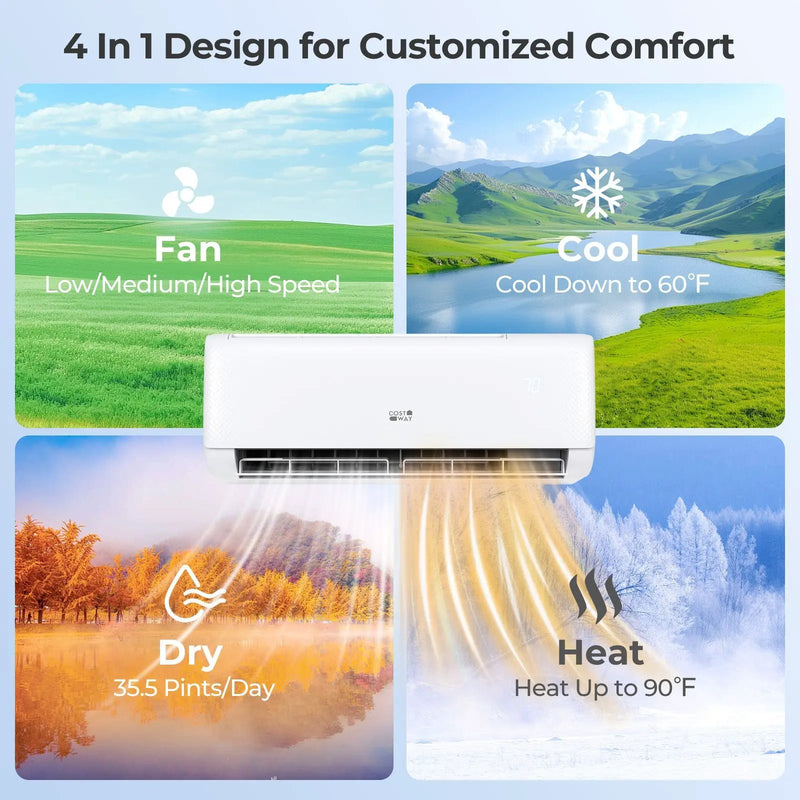 Airtural Series 9100 BTU 20.5 SEER2 WiFi Enabled Mini Split AC 115V Compatible with Alexa by DirectDeals