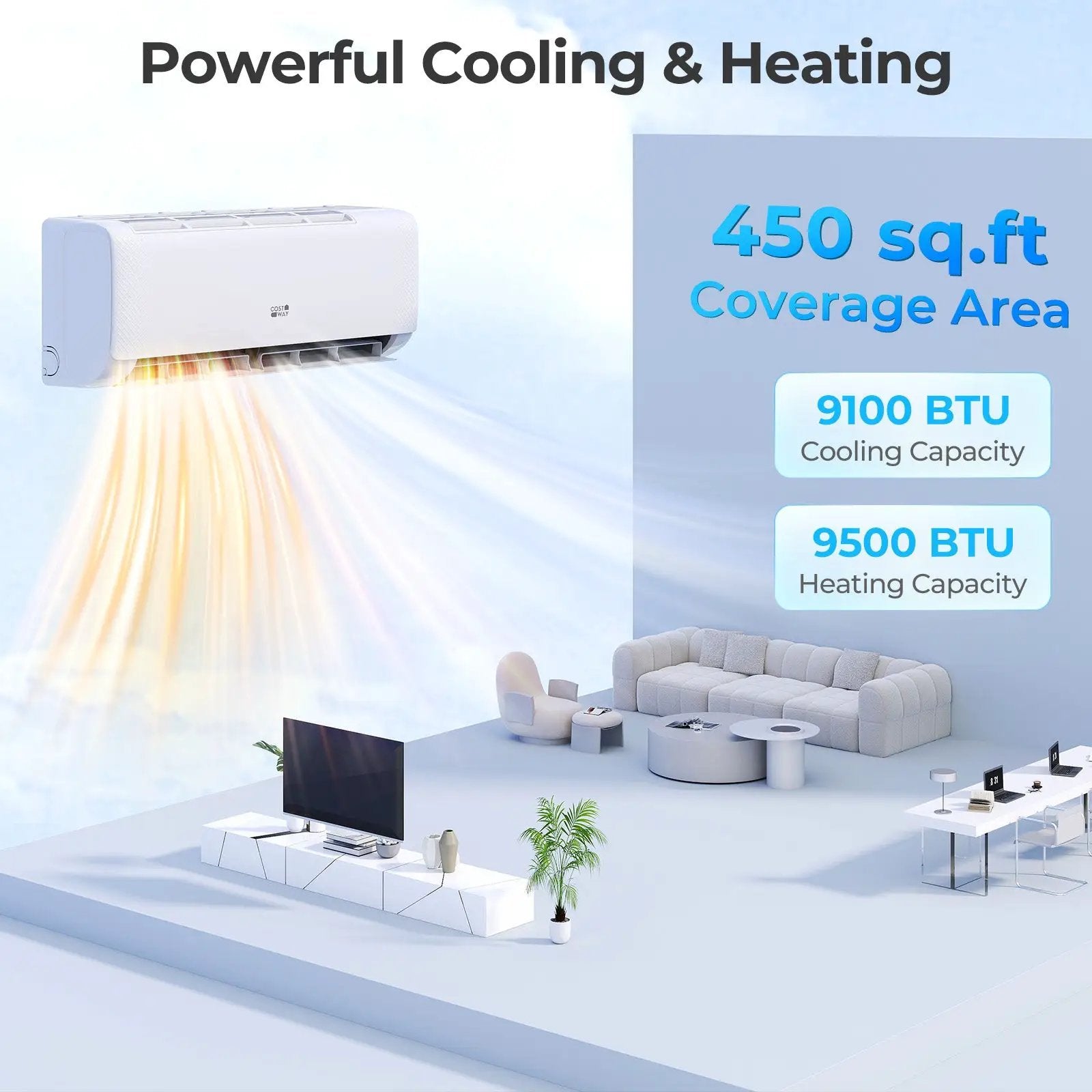 Airtural Series 9100 BTU 20.5 SEER2 WiFi Enabled Mini Split AC 115V Compatible with Alexa by DirectDeals