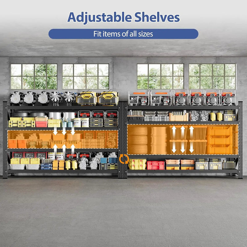 5000LBS Storage Shelves, 71" W Heavy Duty Garage Shelving Unit, Adjustable Industrial Shelving, 4 Tier Metal Shelving for Garage, Supermarket, Warehouse, 71" W x 24" D x 70" H by GreenHaven Gardens