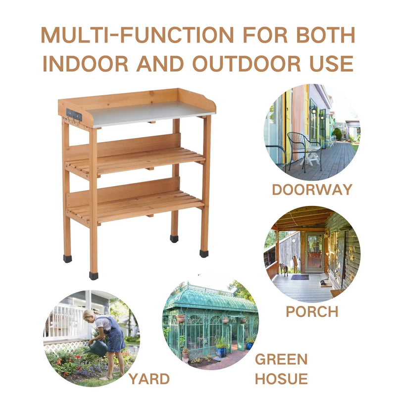 Outdoor Potting Table, 3 Tier Workbench by HouseOfZazla