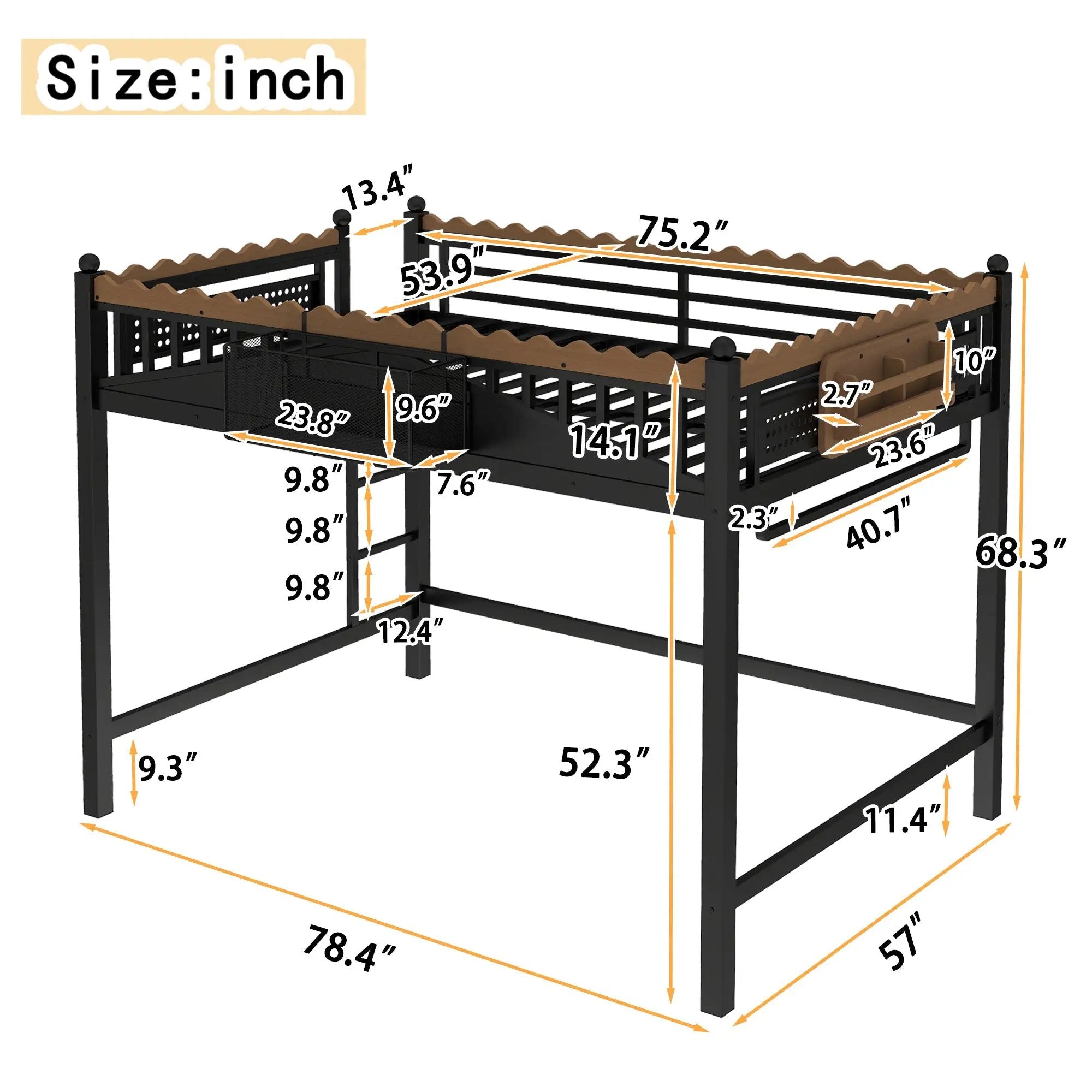 Full Size Loft Bed with Ladders and Storage Shelves by HouseOfZazla