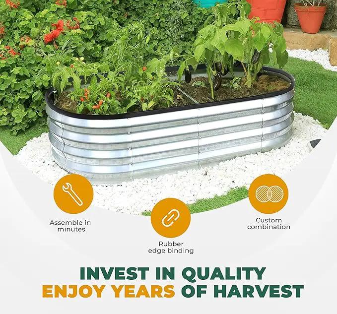Utopia Home Galvanized Raised Garden Bed, 6 by 2 by 1 feet Lightweight Planter Boxes Outdoor with Easy Assembly, Large Garden Bed for Vegetables, Fruits, Flowers, Silver by GreenHaven Gardens