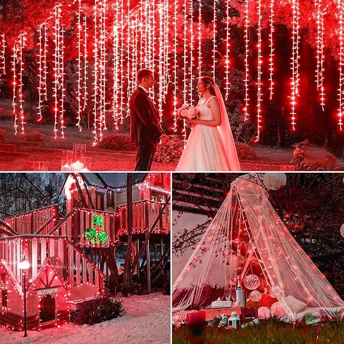 Vivideal 33ft Red Christmas String Lights Outdoor, 100 LED 8 Modes Clear Wire, Connectable Waterproof Plug-in Pink Christmas Tree Decor for Bedroom Indoor Outdoor by GreenHaven Gardens