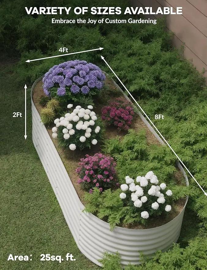 8x4x2ft Raised Garden Bed,Galvanized Raised Planter Boxes Outdoor with Easy Assembly, Large Garden Bed for Vegetables, Fruits, Flower,Raised Garden Bed,Beige by GreenHaven Gardens