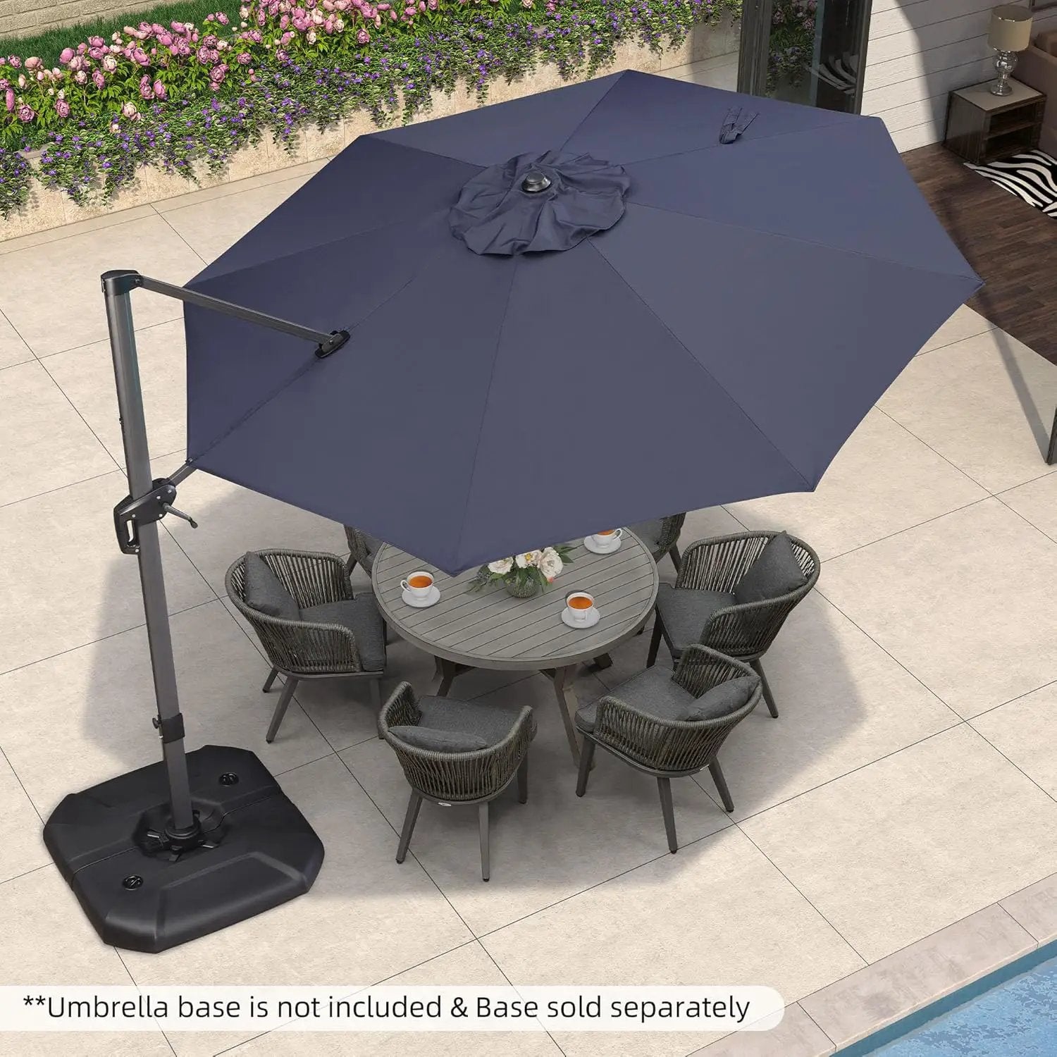 PURPLE LEAF 11 Feet Patio Umbrella Outdoor Cantilever Round Umbrella Aluminum Offset Umbrella with 360-degree Rotation for Garden Deck Pool Patio, Navy Blue by GreenHaven Gardens