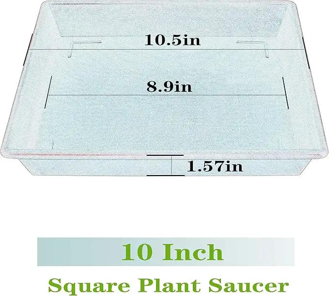 Square Plant Saucer 10 Inch 5 Pack, Plant Stand Flower Pot No Holes, Plant Trays for Pots Heavy Duty Plastic Plant Saucers for Indoors Outdoors Plant Lover Gardening Gifts by GreenHaven Gardens