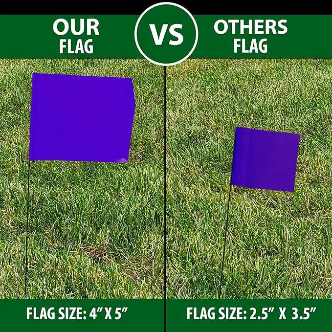 Purple Marking Flags 1000 Pack - 4x5x15 Inch Purple Flags for Outside - Markers For Lawn, Irrigation, Landscaping, Survey & Sprinkler Head Marking by GreenHaven Gardens