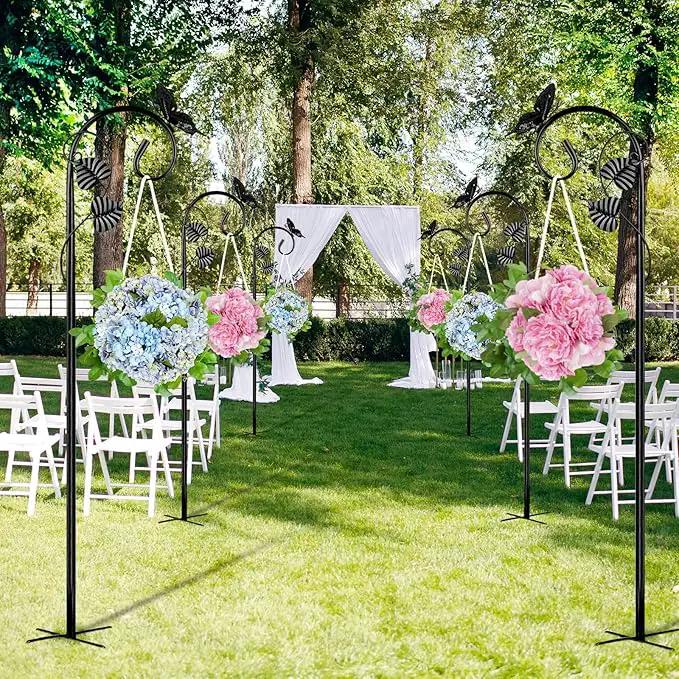 Shepherds Hooks for Outdoor Hummingbird Bird Feeder Pole Hanger 49 Inches with 5 Prongs Base Stainless Metal Adjustable Garden Hanging Holder Weddings Garden Decor Butterfly 2-Pack by GreenHaven Gardens