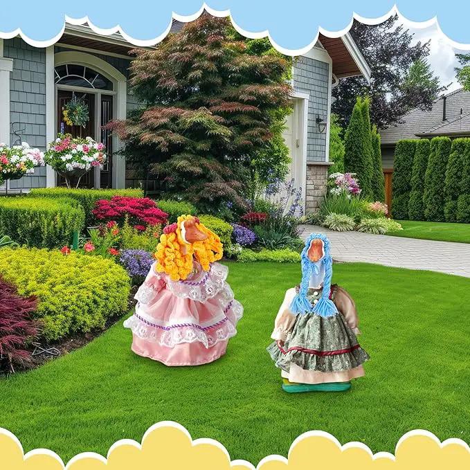 3 Pcs Porch Goose Outfit, Cute Porch Goosey Braid Wig, Crochet Hook Portico Goose Wig for Lawn Goosey Garden by GreenHaven Gardens