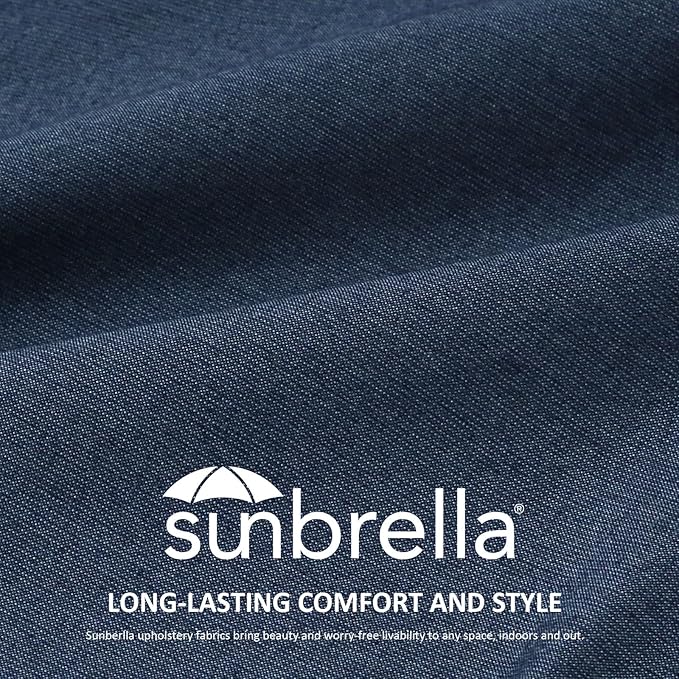 Sunbrella Square Corner Seat Cushions, 19" x 19" x 3", Set of 4, Indoor Outdoor Water Repellent Universal Chair Pads with Ties for Patio Furniture, Garden Dining Chairs, Specrtum Indigo by GreenHaven Gardens
