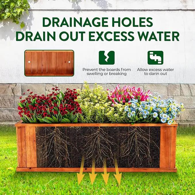 IDZO Wooden Window Box 40 in, Spacious Wooden Planter Boxes with Convenient Drainage Holes, Durable Oil Coated Window Box for Flowers & Plants, Decor Garden, Balcony, Backyard, Easy Assembly by GreenHaven Gardens