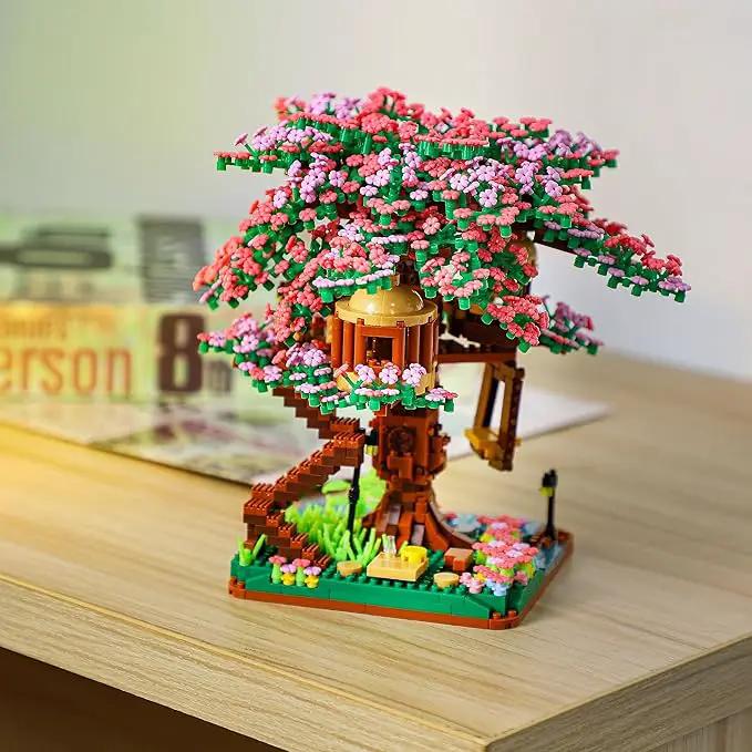 Cherry Blossom Bonsai Tree Mini Micro Building Set, Japanese Sakura Tree House Model Sets for Adults, Flowers House Mini Bricks Building Kit, Creative Gift Toys for Kids 12-14 (2138PCS) by GreenHaven Gardens