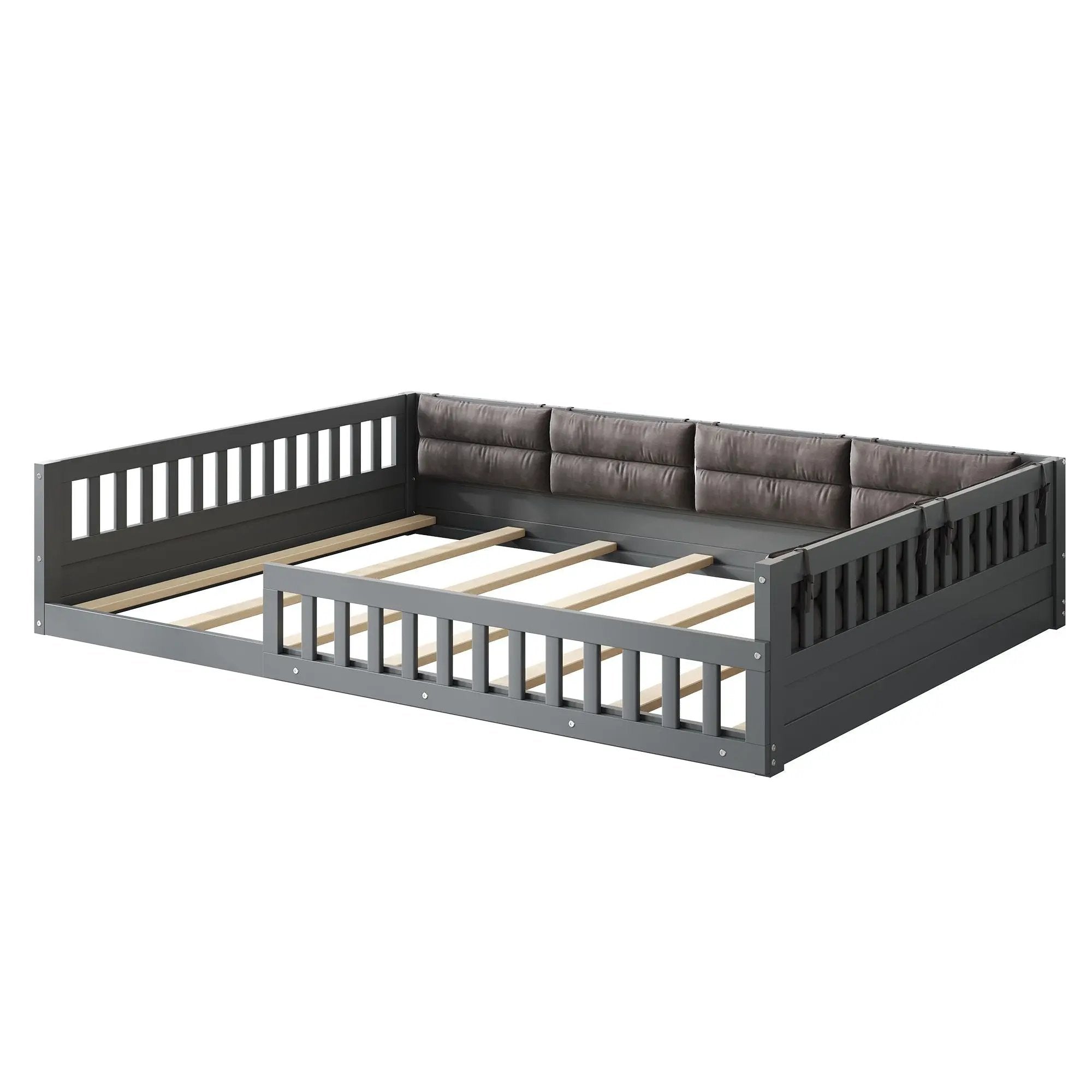 Upholstered Platform Bed With Guardrail And Pillow by Unique Piece Furniture
