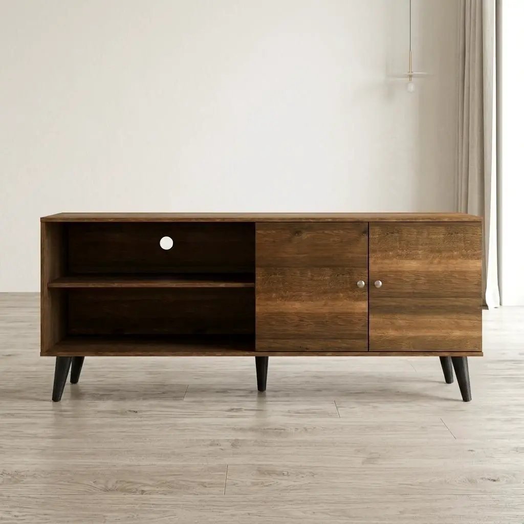 Amidon - TV Stand, With 2 Storage Shelves And 1 Cabinet by HouseOfZazla