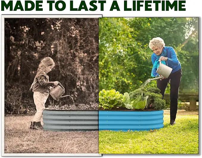 Galvanized Raised Garden Beds Outdoor // 4×2×1 ft Planter Raised Beds for Gardening, Vegetables, Flowers (Teal) // Large Metal Garden Box by GreenHaven Gardens