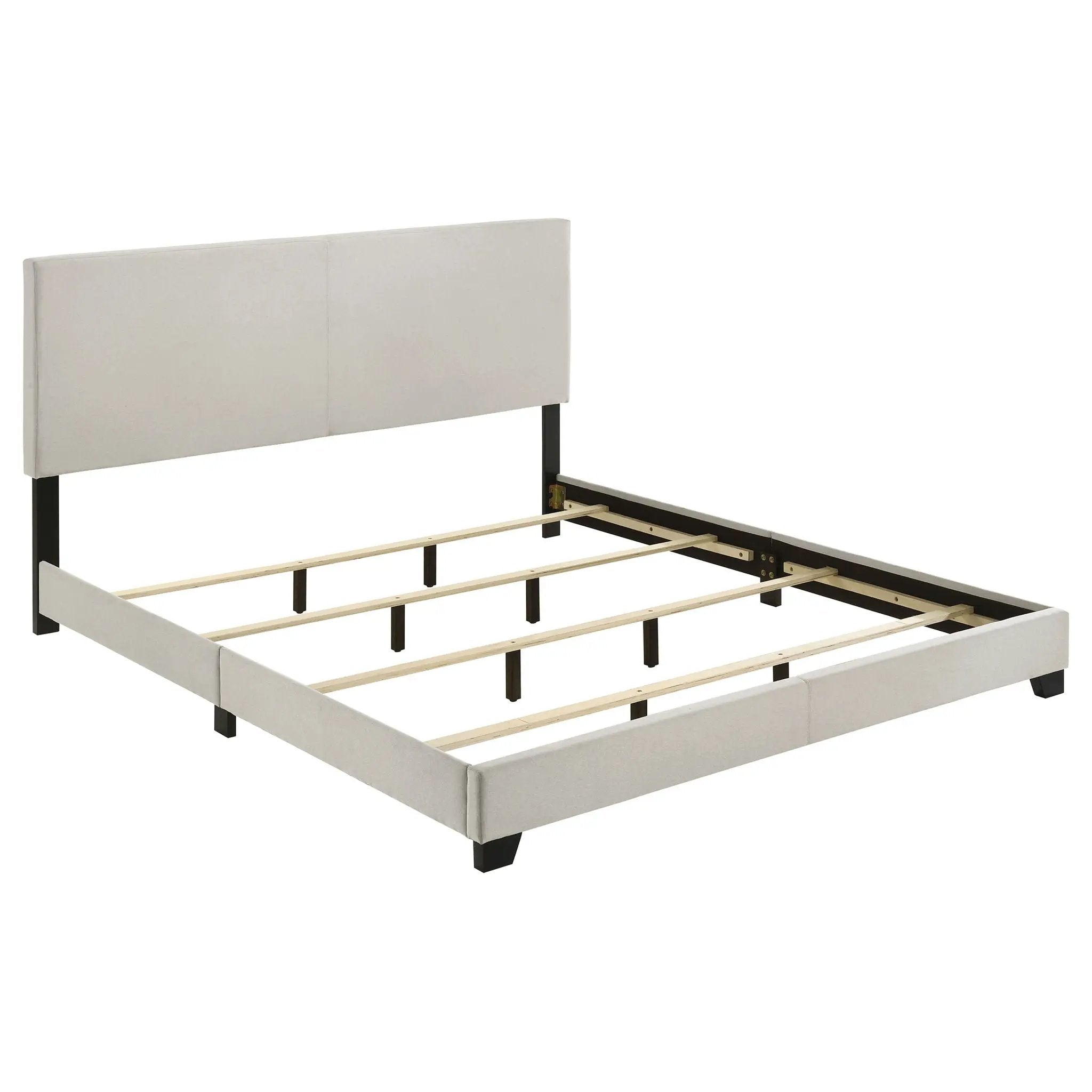 Dorian Fabric Upholstered Eastern King Panel Bed Cream by Unique Piece Furniture