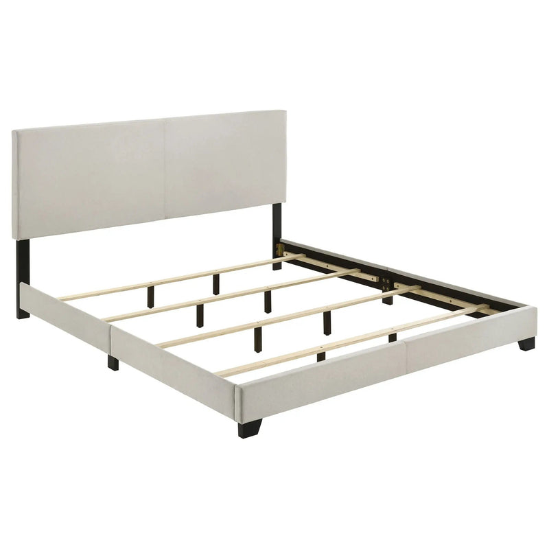 Dorian Fabric Upholstered Eastern King Panel Bed Cream by Unique Piece Furniture