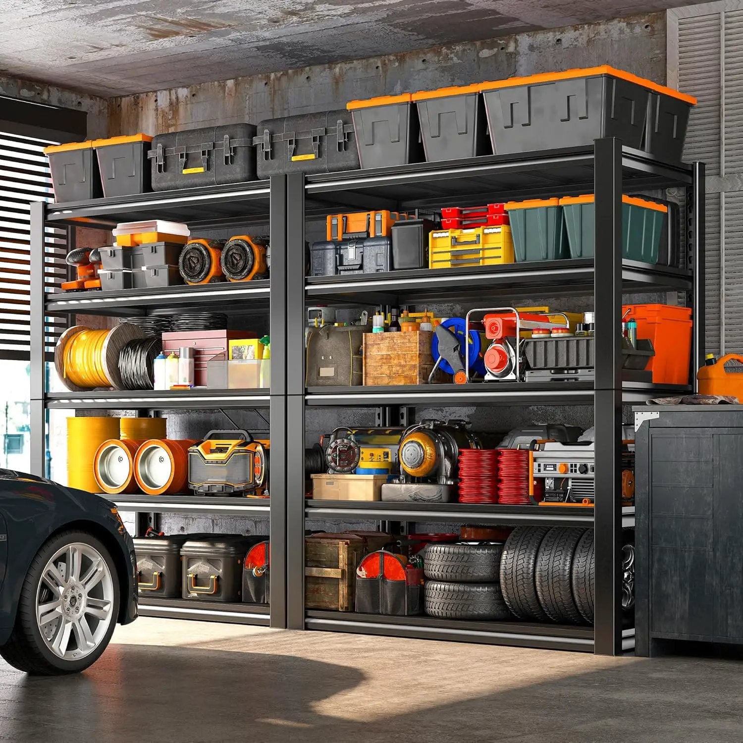 REIBII Garage Shelving Heavy Duty 2500LBS Storage Shelves 40" W Garage Shelves Heavy Duty Shelving Metal Shelves for Warehouse, Basement, Pantry, 40" W x 17.7" D x 72.2" H by GreenHaven Gardens